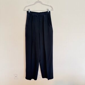 Adrianna Papell Evening Navy Blue Trouser Pant Size 4 Vintage Silk Pleated Front